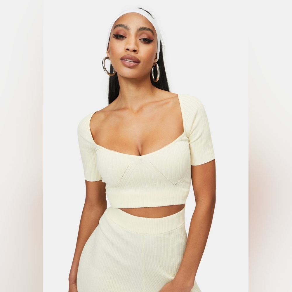 4th & Reckless Aubrey Knitted Crop Top Cream - Picture 1 of 7